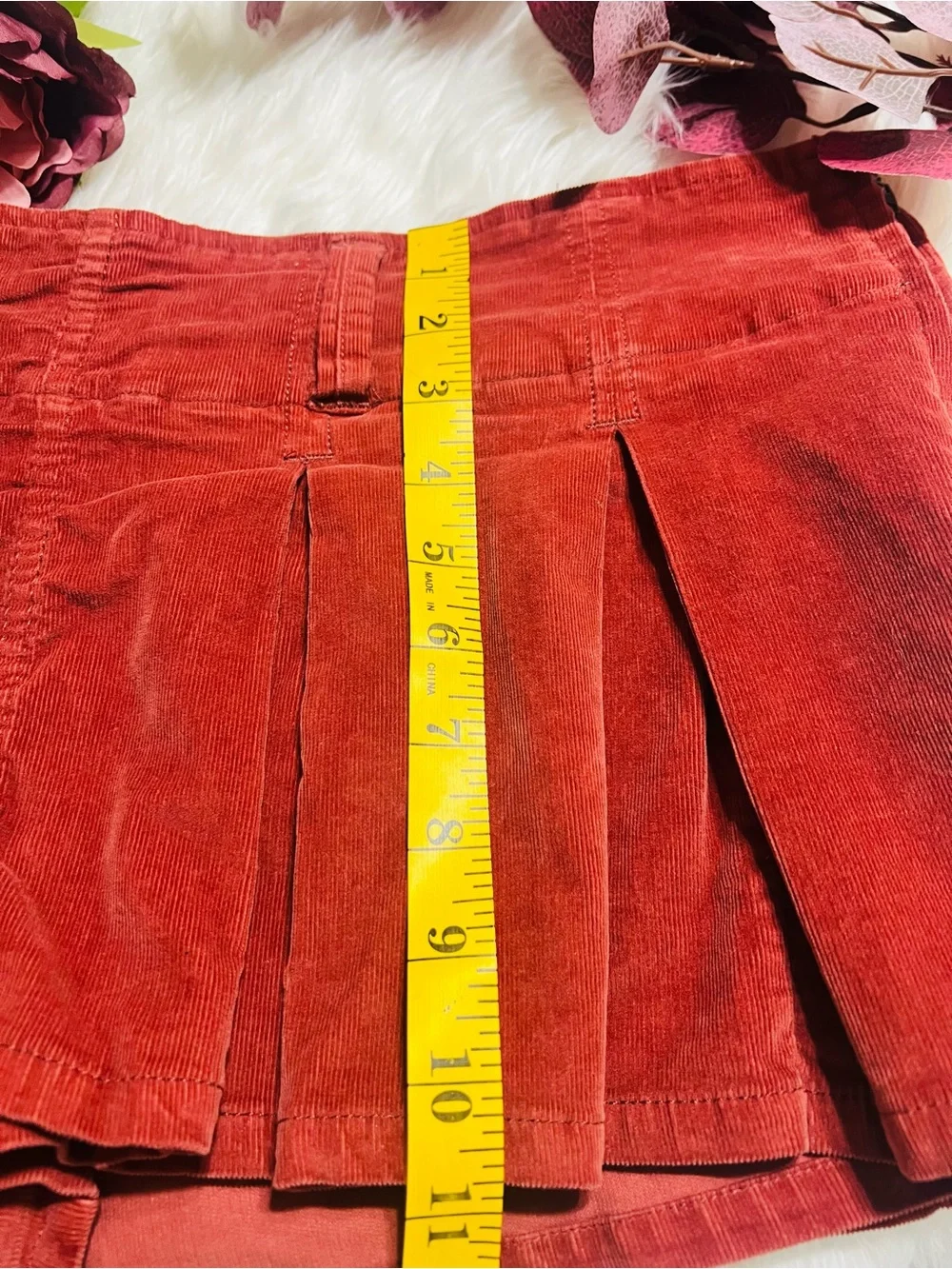 Free People Corduroy Mini Skirt in Brick  Red